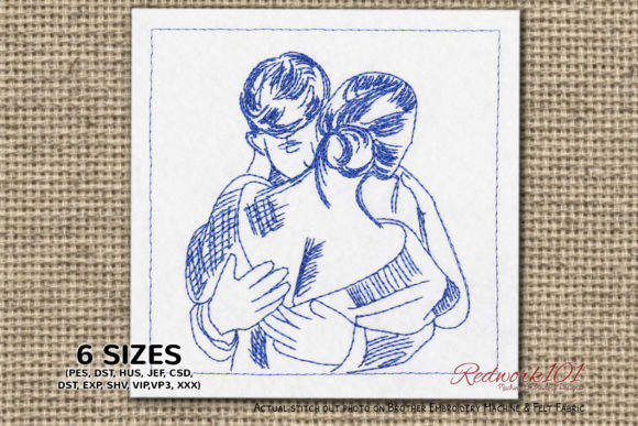 Romantic Hug Embroidery Design